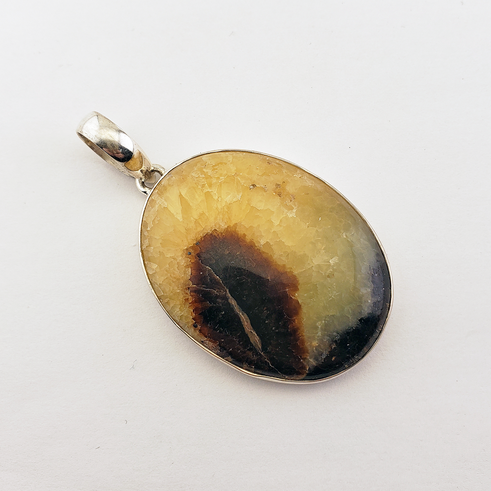 Unique Septarian Stone Natural Gemstone 925 Sterling Silver Pendant - Sansa