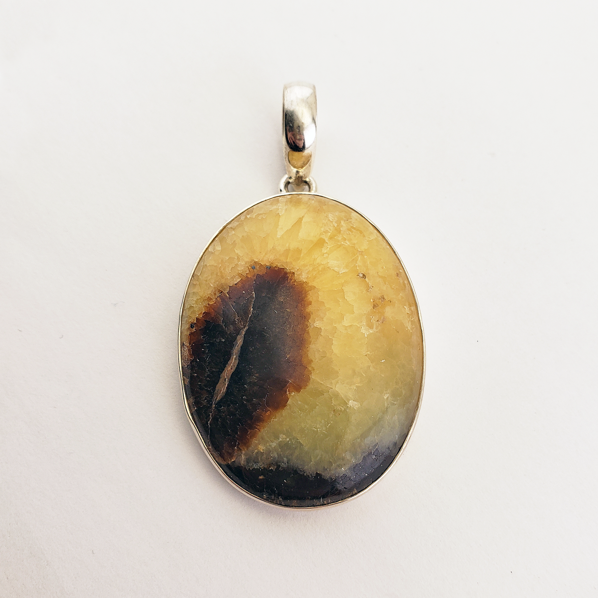 Unique Septarian Stone Natural Gemstone 925 Sterling Silver Pendant - Sansa - 1