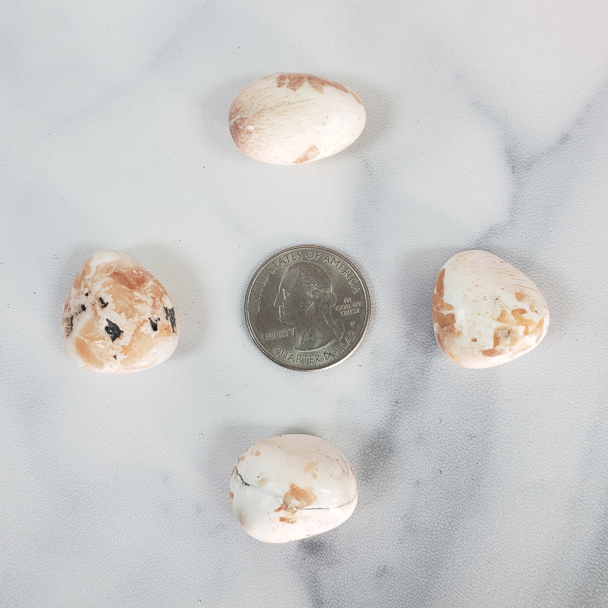 Scolecite Crystal with Stilbite Gemstone Inclusion Natural Tumbled Stone