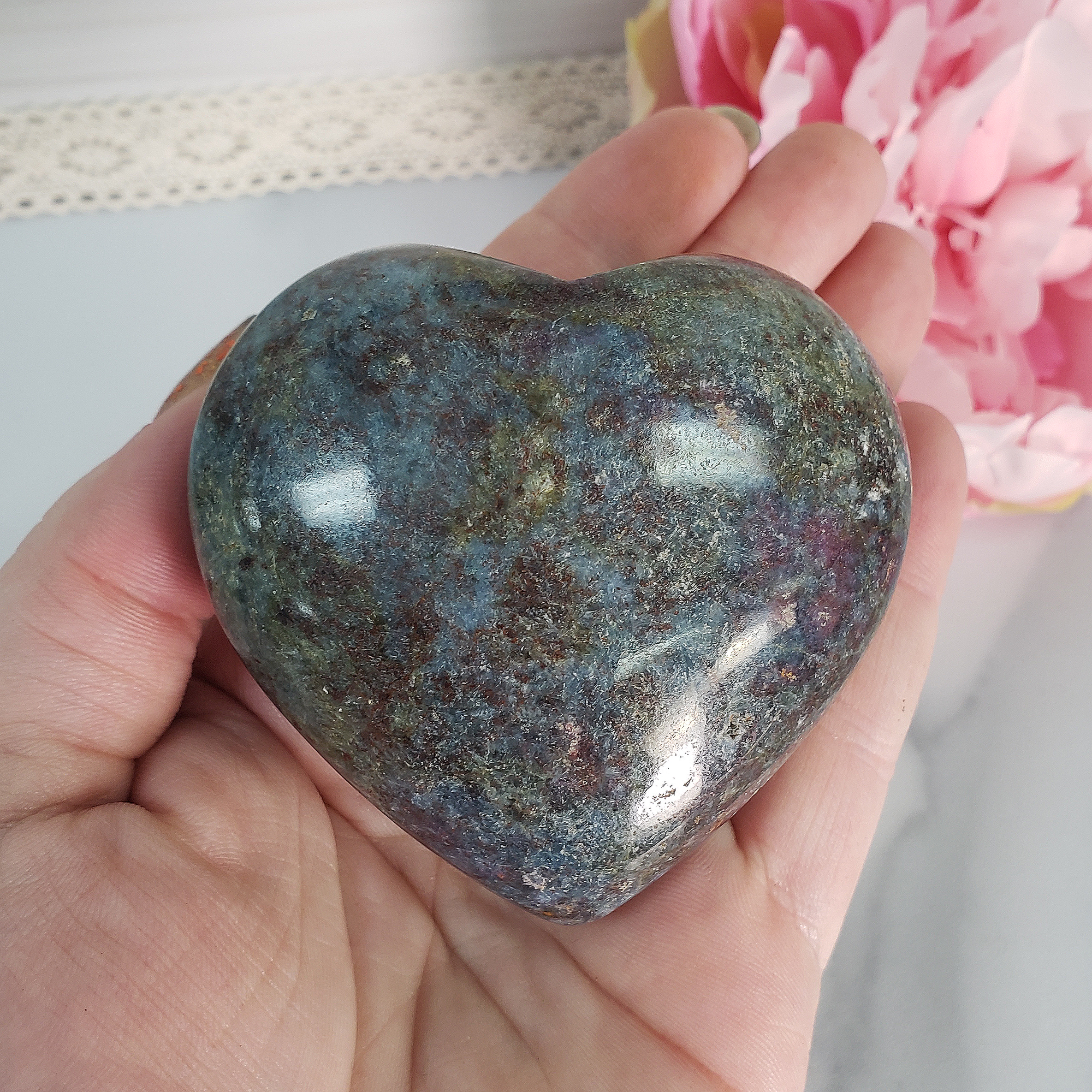 Unique Ruby Kyanite Crystal Heart Natural Gemstone Carving | 67mm | Season - 2