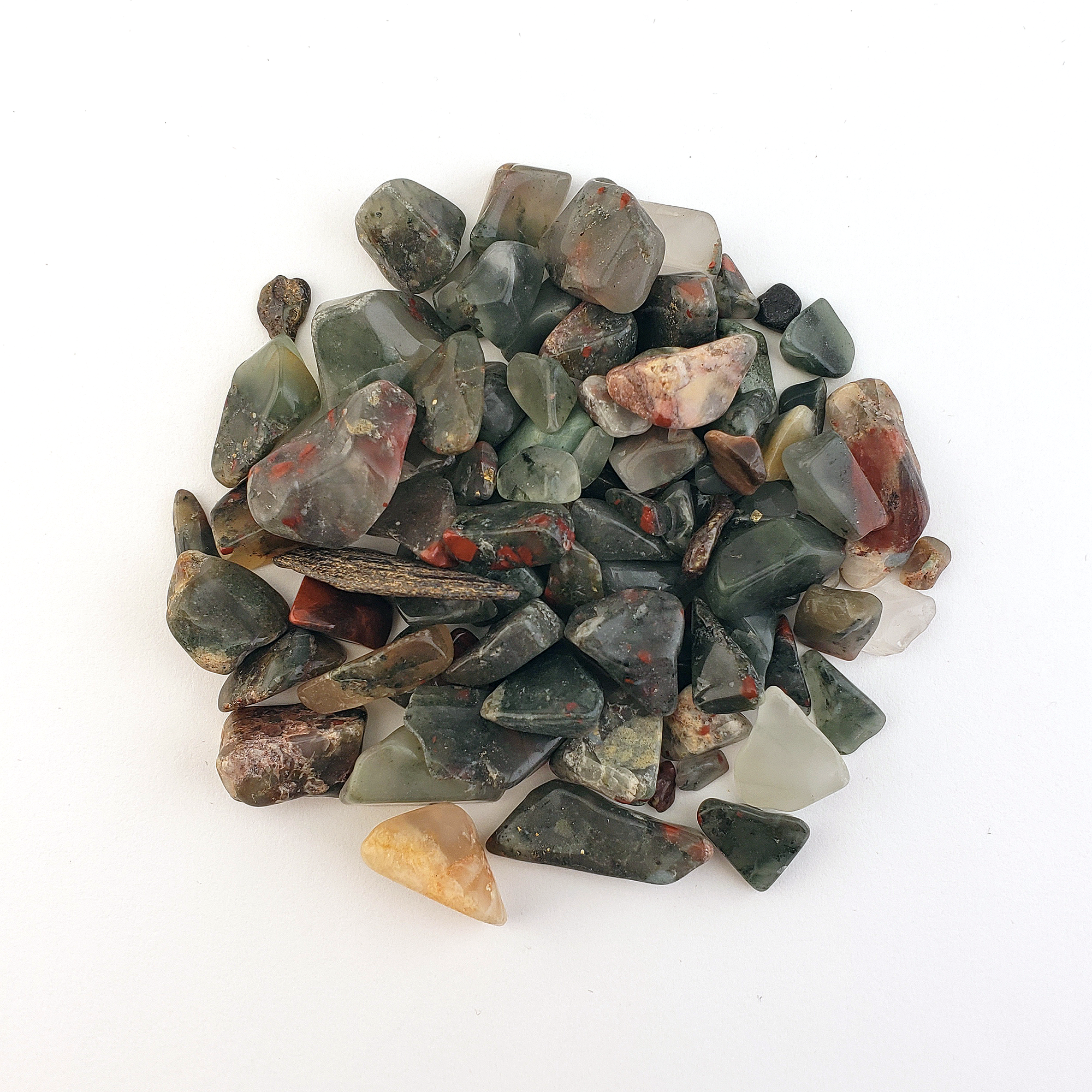 Seftonite Bloodstone Natural Gemstone Chips By the Ounce - On White Background