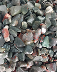 Seftonite Bloodstone Natural Gemstone Chips By the Ounce - Close Up Photo of Bloodstone Crystal Chips