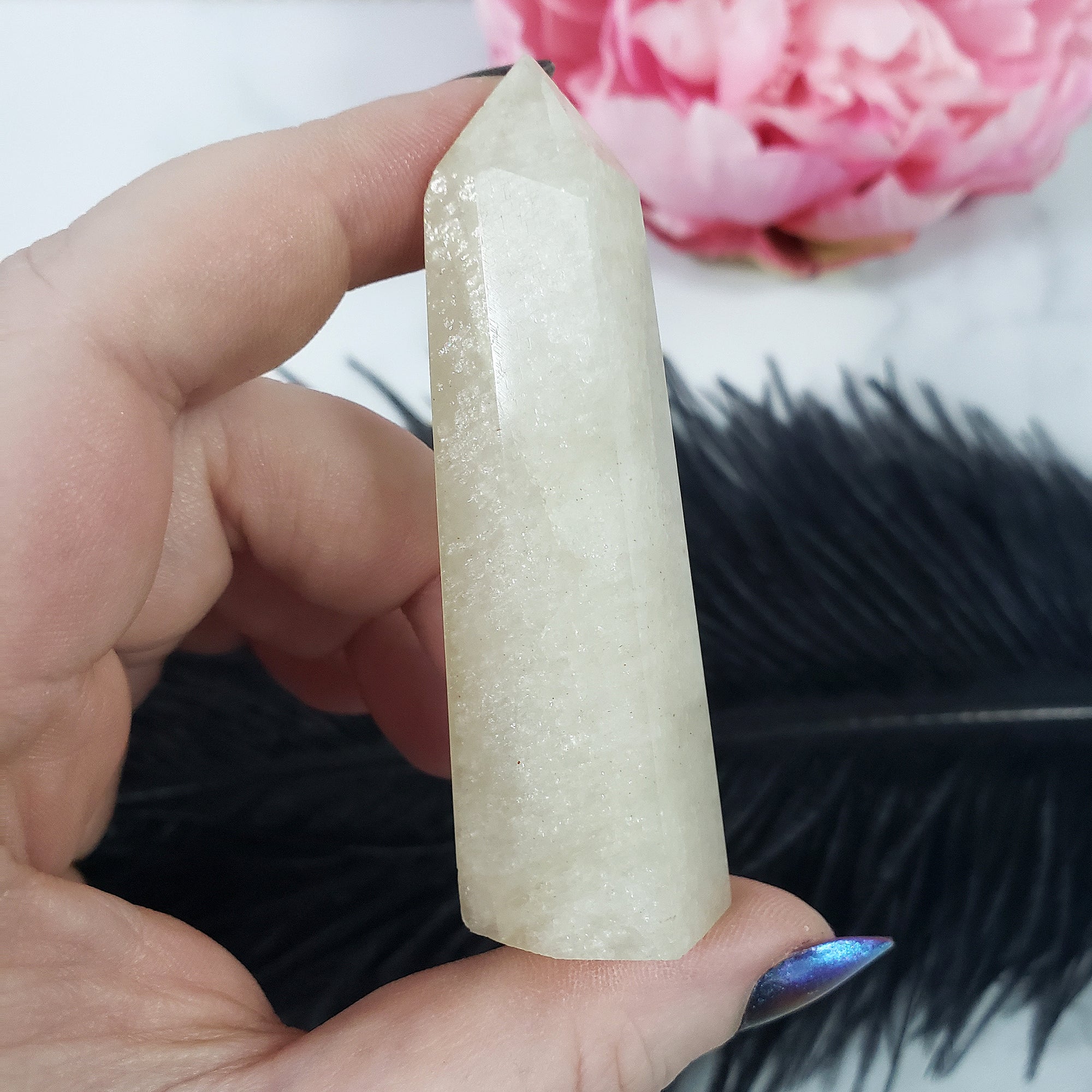 Unique Moonstone Crystal Tower Point High Quality Natural Gemstone Obelisk | Selena - 7