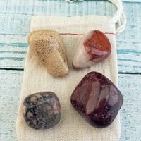 Self Care & Recovery - Set of Four Tumbled Stones with Pouch - Natural Crystals for Meditation