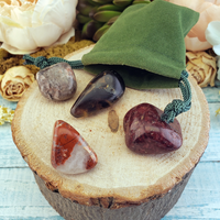 Self Care & Recovery - Set of Four Tumbled Stones with Pouch - Natural Gemstones Perfect for Fidgeting