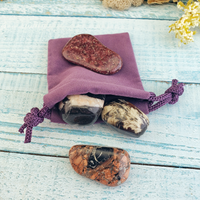 Self Care & Recovery - Set of Four Tumbled Stones with Pouch - Four Natural Crystals Gift Set