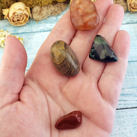 Self Love & Confidence - Set of Four Tumbled Stones with Pouch - Carnelian Red Jasper Kambaba Jasper Camouflage Jasper - Spiritual Gifts