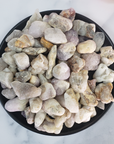 Cactus Quartz & Spirit Amethyst Crystal Mix Natural Semi-Tumbled Stones - In Black Ceramic Bowl