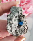 Unique Cavansite Crystal Cluster with White Stilbite in Basalt Matrix Natural Mineral Formation | Siduri