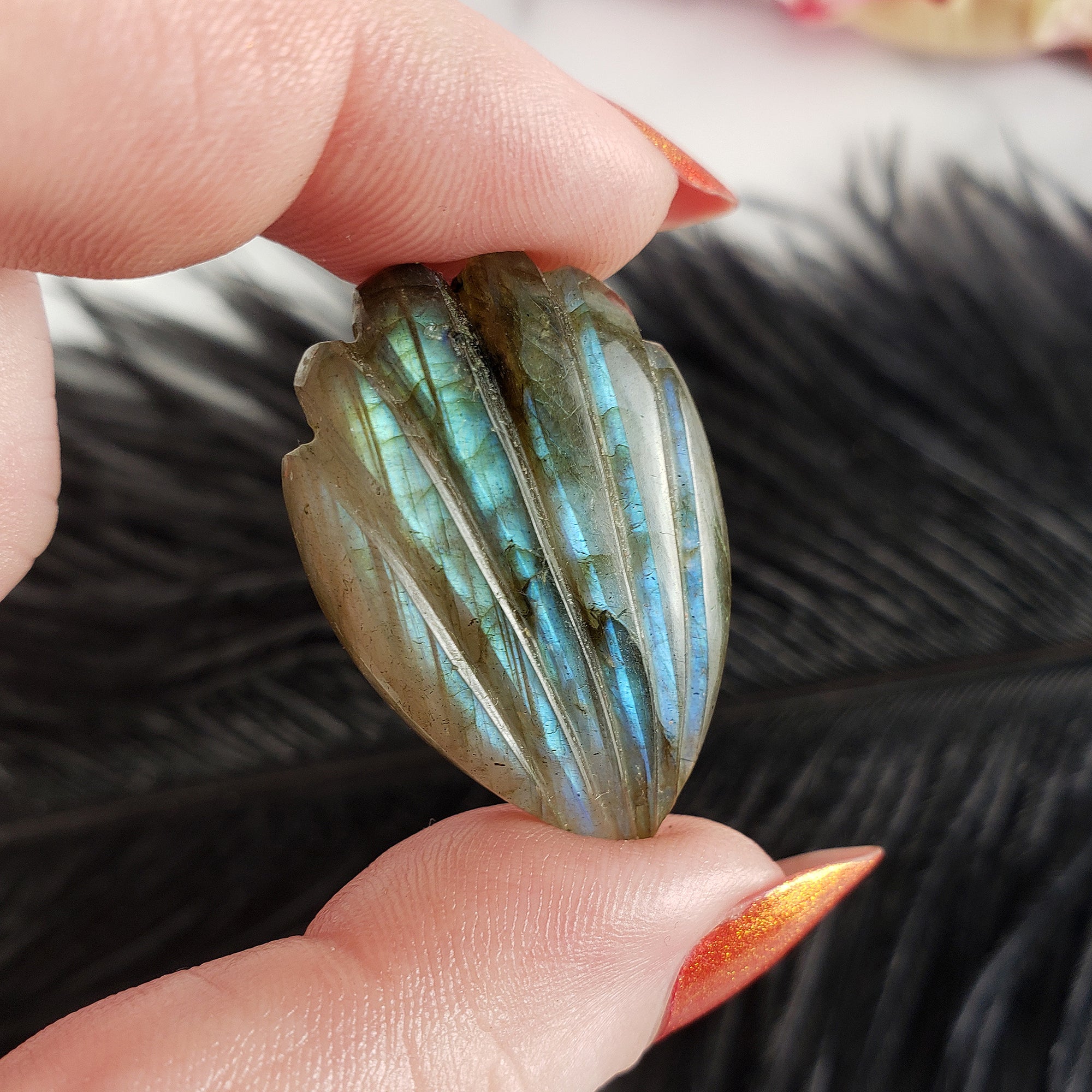 Unique 35 Carat Labradorite Cabochon Natural Gemstone Carving | Siren