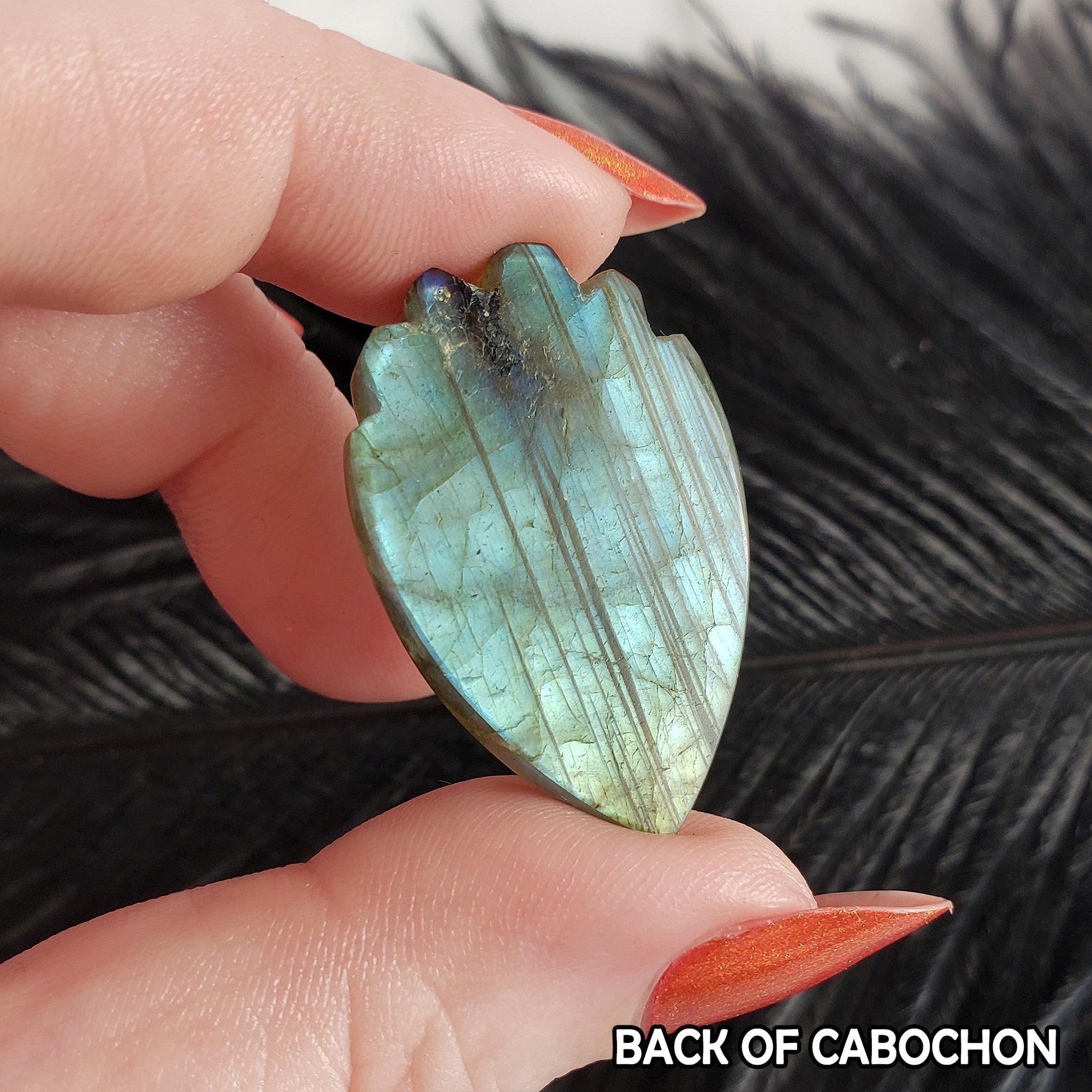 Unique 35 Carat Labradorite Cabochon Natural Gemstone Carving | Siren - 3