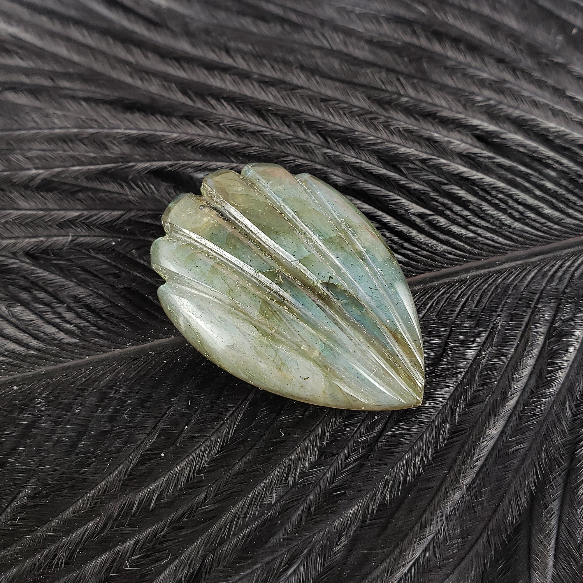 Unique 35 Carat Labradorite Cabochon Natural Gemstone Carving | Siren - 4