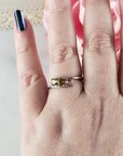 Green Tourmaline, Yellow Tourmaline, & Pink Tourmaline Crystal Natural Gemstone 925 Sterling Silver Ring | Size 10 - 2