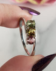Green Tourmaline, Yellow Tourmaline, & Pink Tourmaline Crystal Natural Gemstone 925 Sterling Silver Ring | Size 10 - 3