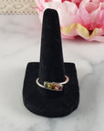 Green Tourmaline, Yellow Tourmaline, & Pink Tourmaline Crystal Natural Gemstone 925 Sterling Silver Ring | Size 10