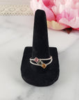 Pink Tourmaline, Blue-Green Tourmaline, & Yellow Tourmaline Crystal Natural Gemstone 925 Sterling Silver Ring | Size 10