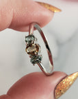 Yellow Tourmaline & Blue-Green Tourmaline Crystal Natural Gemstone 925 Sterling Silver Ring | Size 10 - 1