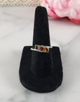 Green Tourmaline, Pink Tourmaline, & Yellow Tourmaline Crystal Natural Gemstone 925 Sterling Silver Ring | Size 6