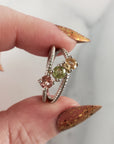 Pink Tourmaline, Green Tourmaline, & Yellow Tourmaline Crystal Natural Gemstone 925 Sterling Silver Ring | Size 6 - 4