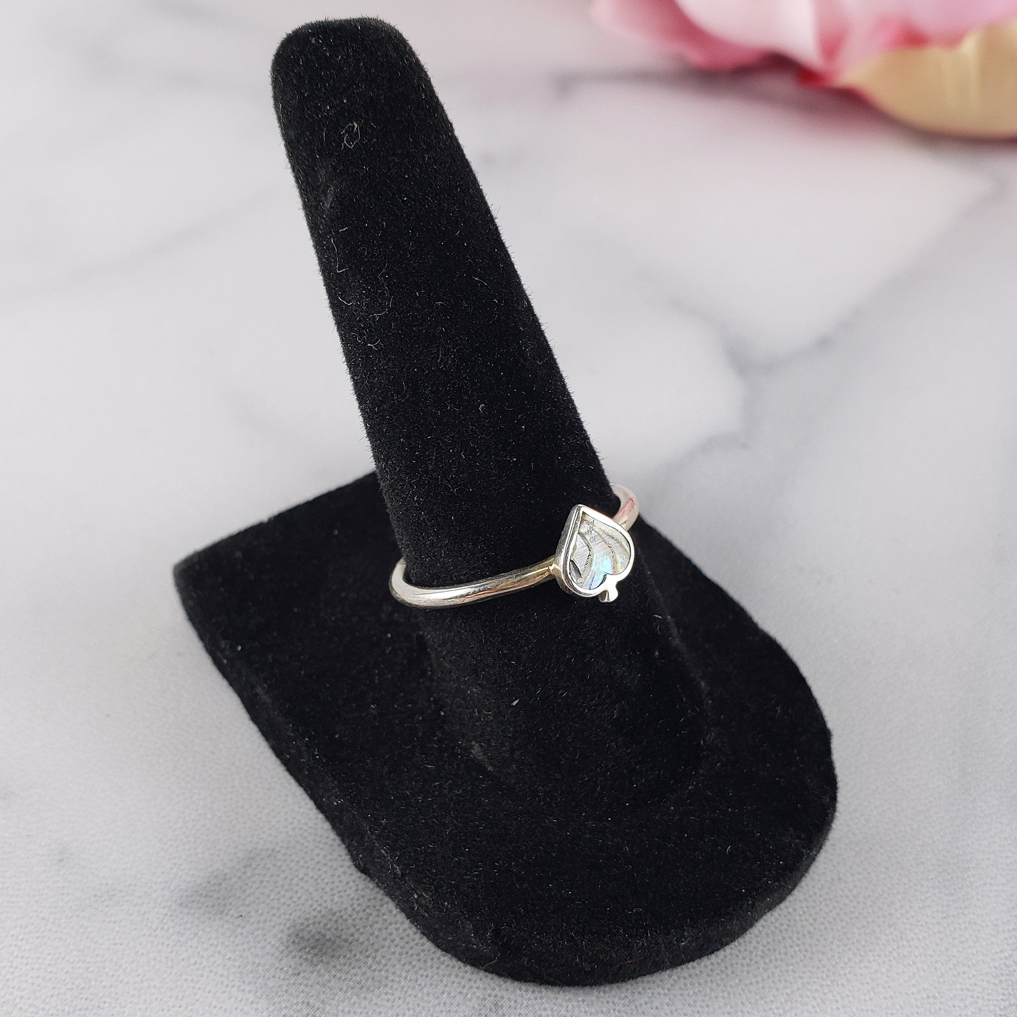 Abalone Shell Mother of Pearl Natural Gemstone 925 Sterling Silver Ring | Size 7 - C