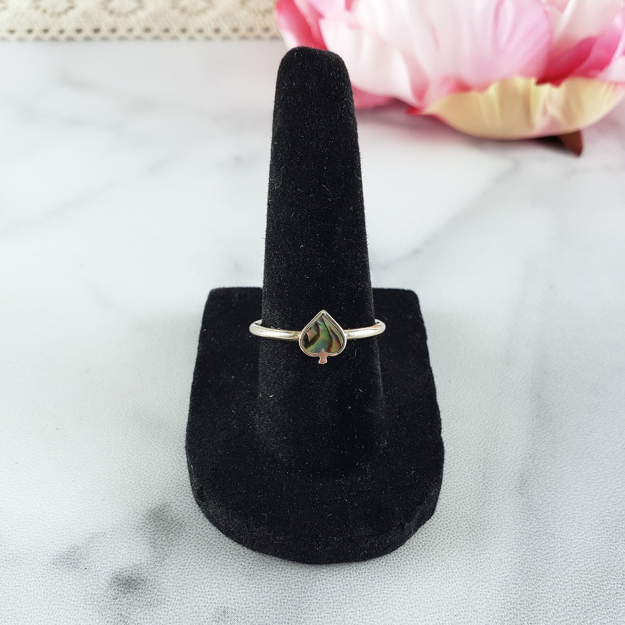 Abalone Shell Mother of Pearl Natural Gemstone 925 Sterling Silver Ring | Size 7