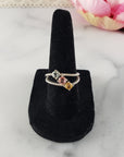 Blue-Green Tourmaline, Pink Tourmaline, & Yellow Tourmaline Crystal Natural Gemstone 925 Sterling Silver Ring | Size 7