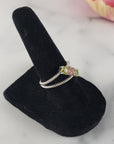 Green Tourmaline & Pink Tourmaline Crystal Natural Gemstone 925 Sterling Silver Ring | Size 7 - 1
