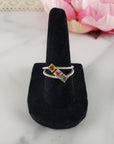 Yellow Tourmaline, Pink Tourmaline, & Green Tourmaline Crystal Natural Gemstone 925 Sterling Silver Ring | Size 7