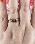 Green Tourmaline, Pink Tourmaline, & Yellow Tourmaline Crystal Natural Gemstone 925 Sterling Silver Ring | Size 9 - 4