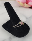 Orange-Yellow Tourmaline, Pink Tourmaline, & Green Tourmaline Crystal Natural Gemstone 925 Sterling Silver Ring | Size 9 - 1