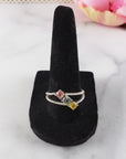 Pink Tourmaline, Blue-Green Tourmaline, & Yellow Tourmaline Crystal Natural Gemstone 925 Sterling Silver Ring | Size 9