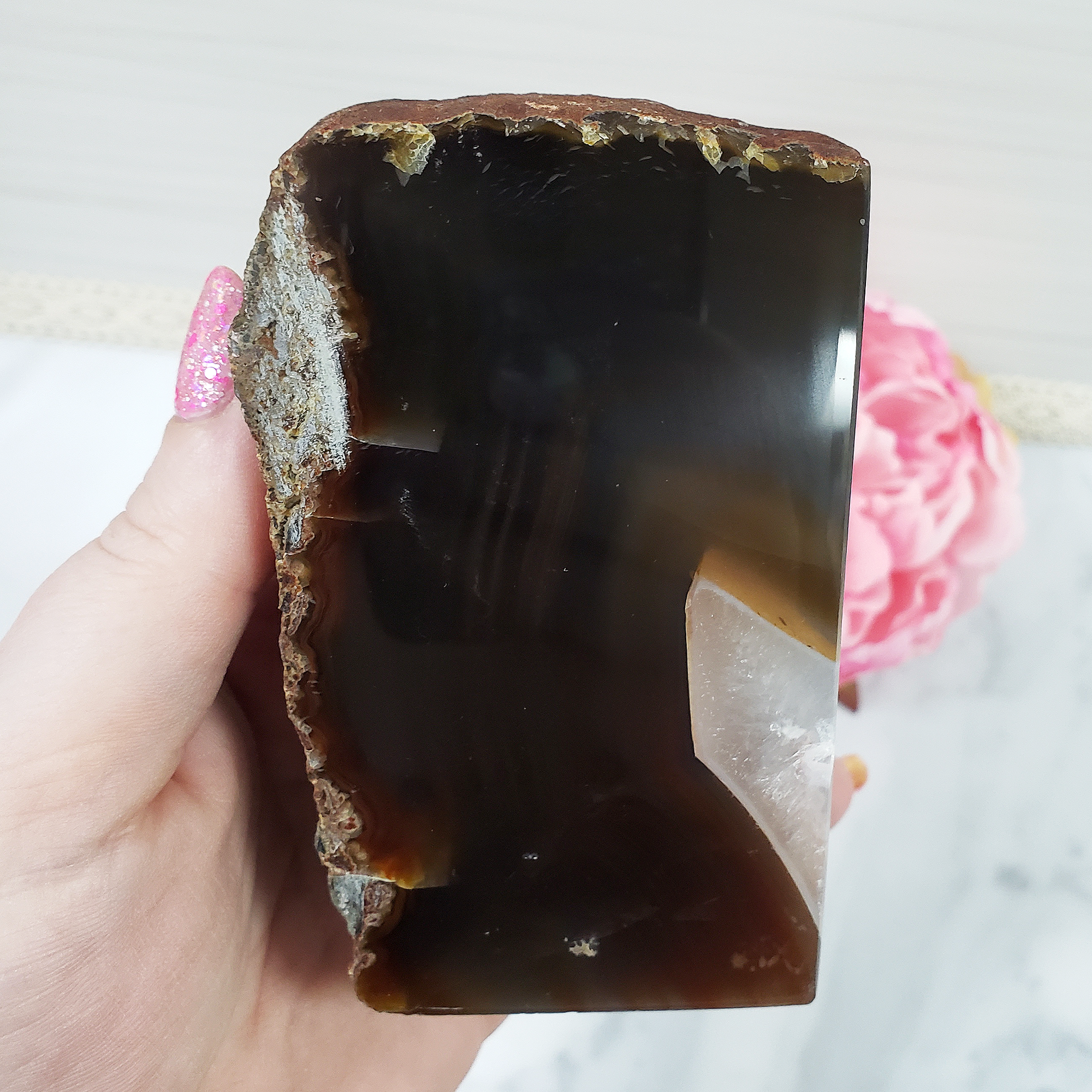 Unique Pair of Natural Agate Gemstone Crystal Bookends for Home Decor - Slumber - Close Up 3