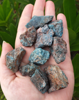 Blue Apatite Natural Raw Crystal Rough Gemstone - Small - Outdoor Photo