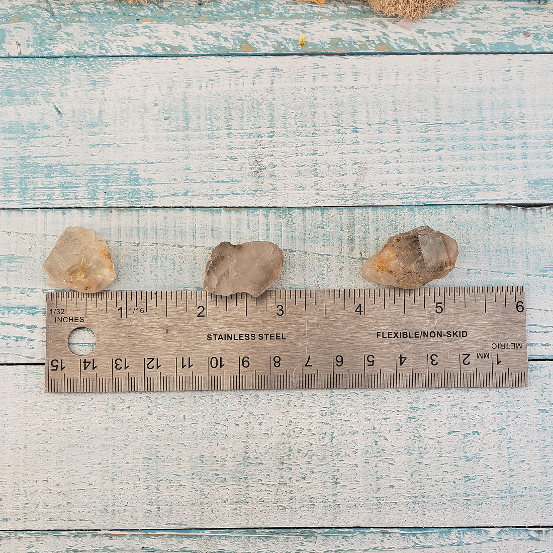 Raw Elestial Quartz Crystal Rough Gemstone - Small - Measurement on Ruler