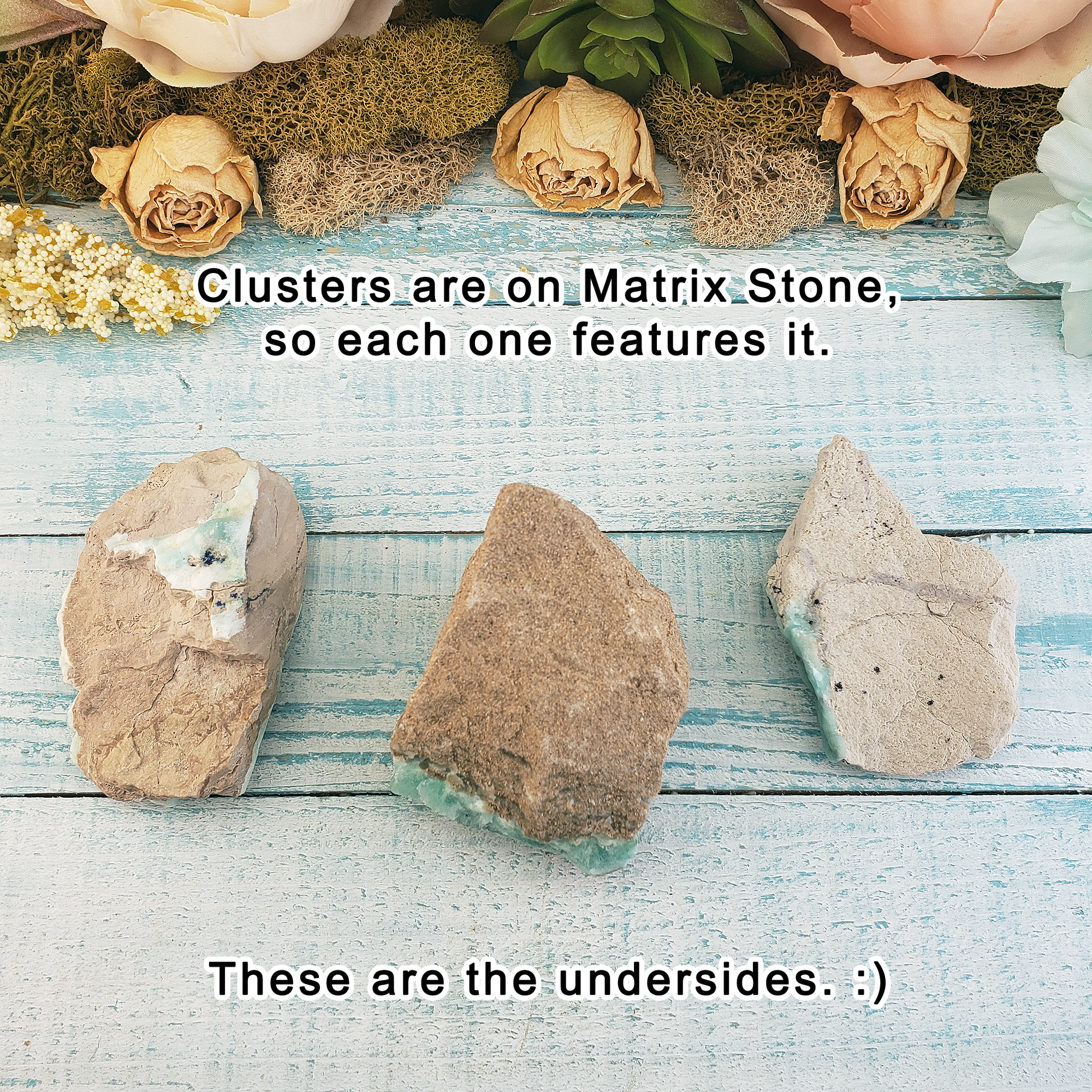 Smithsonite on Matrix Stone Natural Gemstone Cluster - One Stone - Underside of Clusters