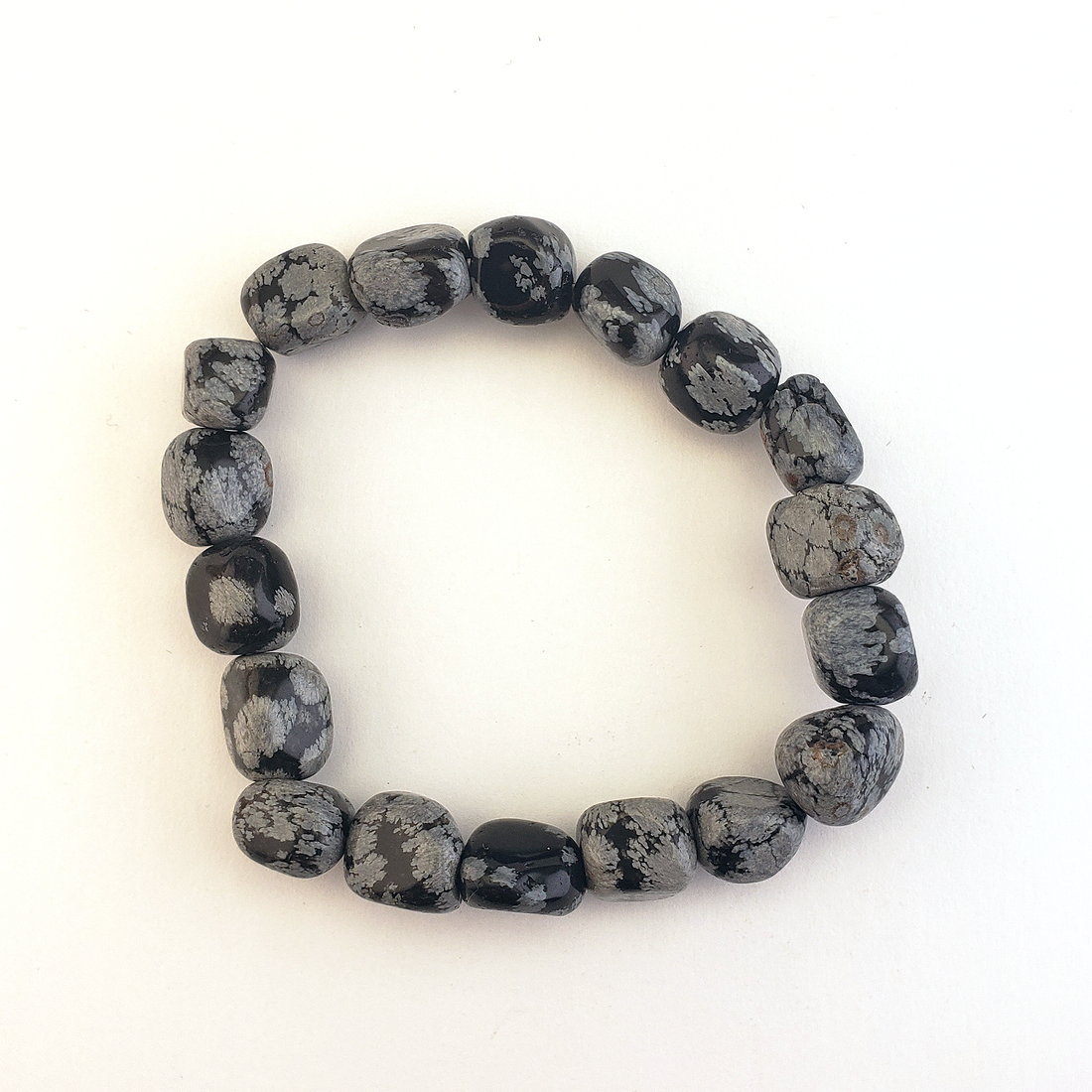 Snowflake Obsidian Gemstone Nugget Polished Bracelet