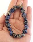 Sodalite Gemstone Nugget Stretch Bracelet - In Hand