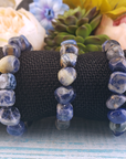 Sodalite Gemstone Nugget Stretch Bracelet - On Form