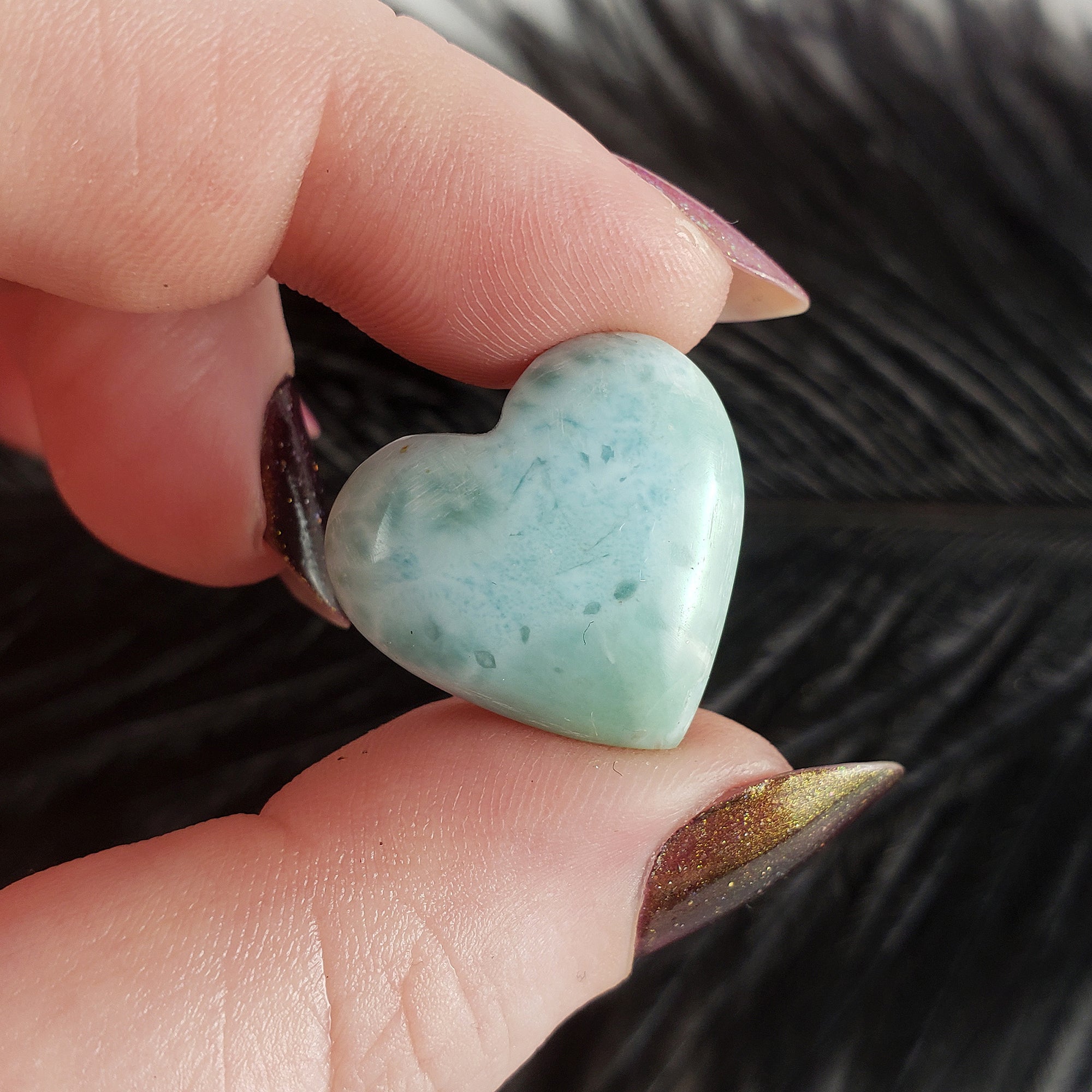 Unique High Quality Larimar Stone Heart Natural Gemstone Cabochon | Sowilo - 2