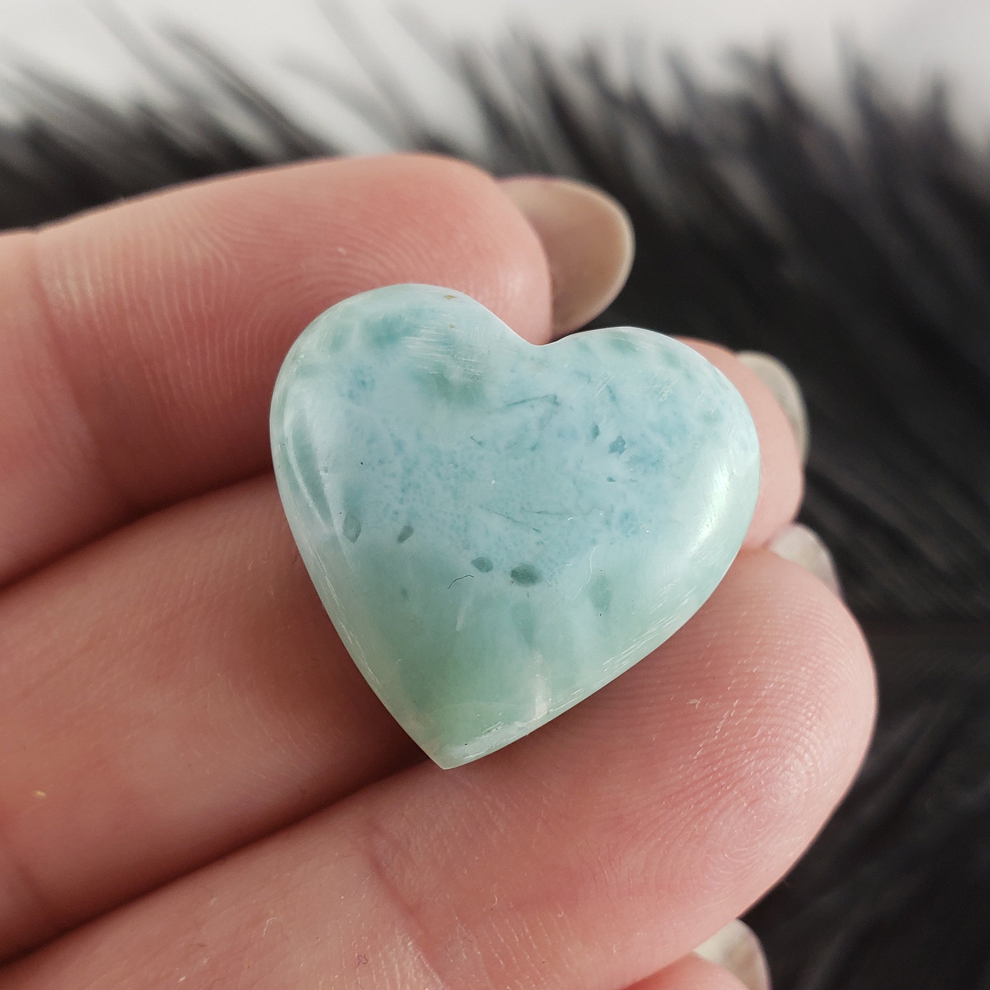 Unique High Quality Larimar Stone Heart Natural Gemstone Cabochon | Sowilo - 3