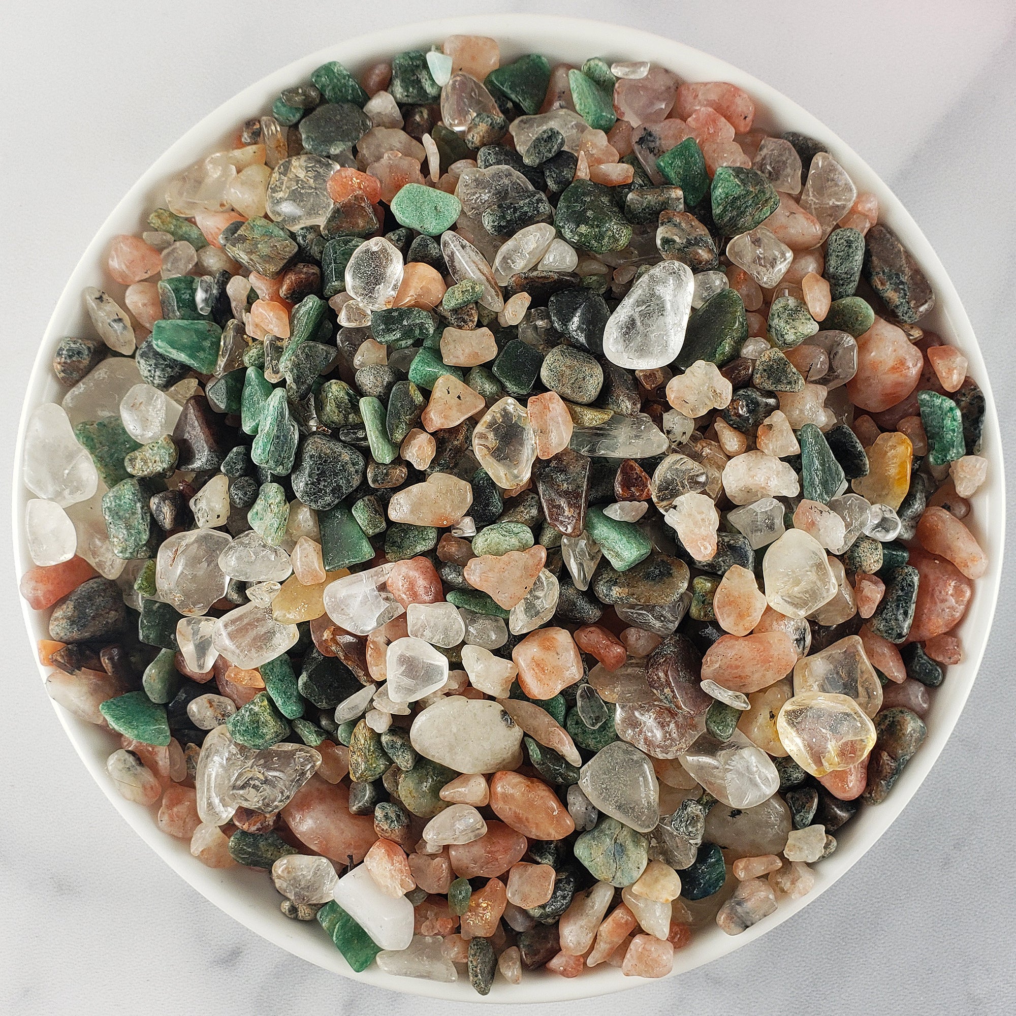 Sparkling Success Natural Crystal Confetti Chips Mix By the Ounce | Quartz Crystal, Garnet, Sunstone, & Green Aventurine - 2