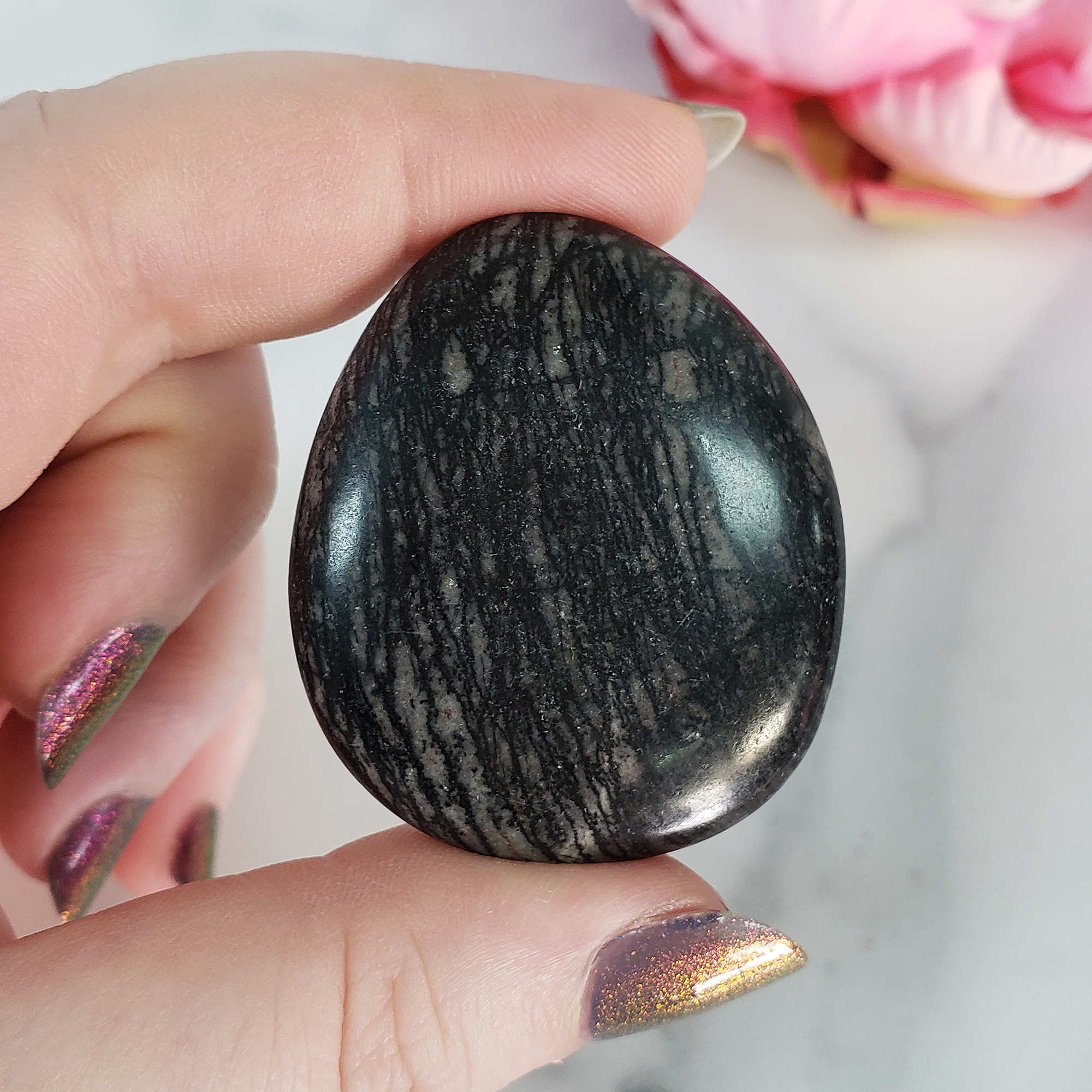 Spiderweb Jasper Crystal Palm Stone Worry Stone Meditation Tool - 2