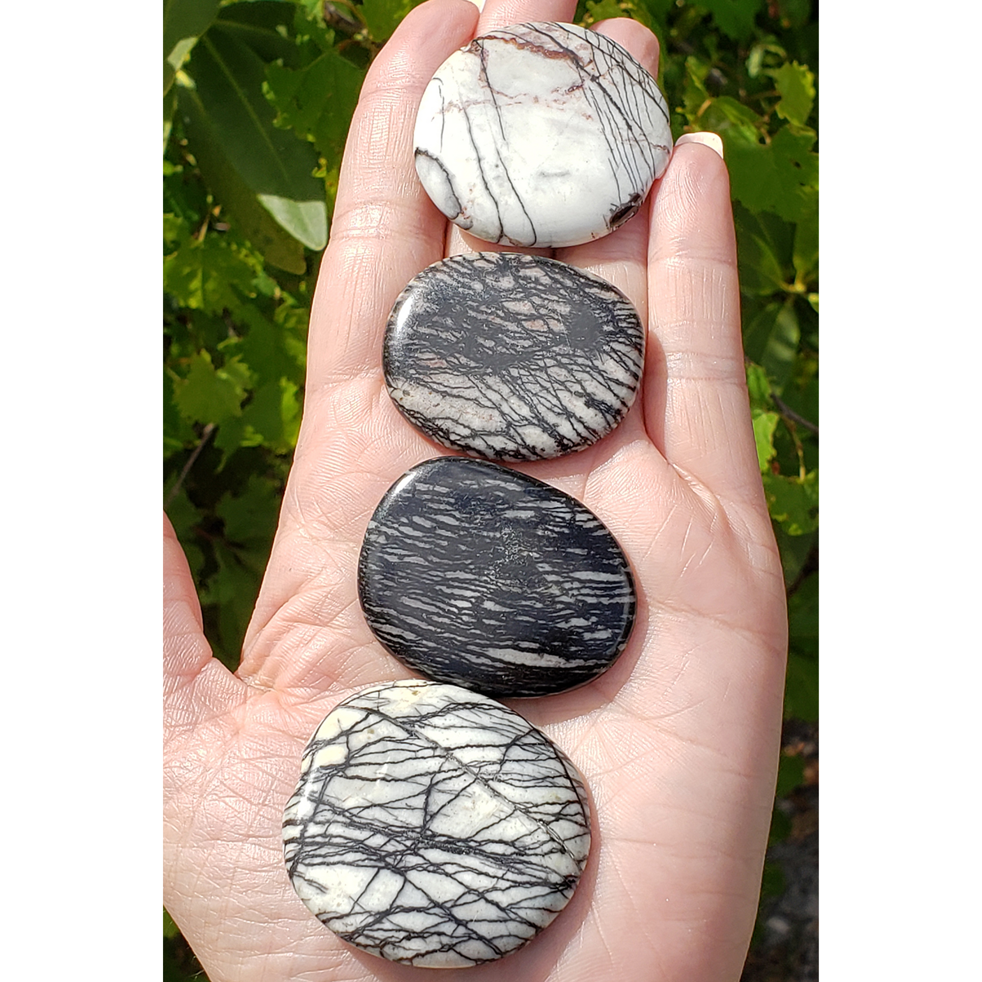 Spiderweb Jasper Crystal Palm Stone Worry Stone Meditation Tool - 3