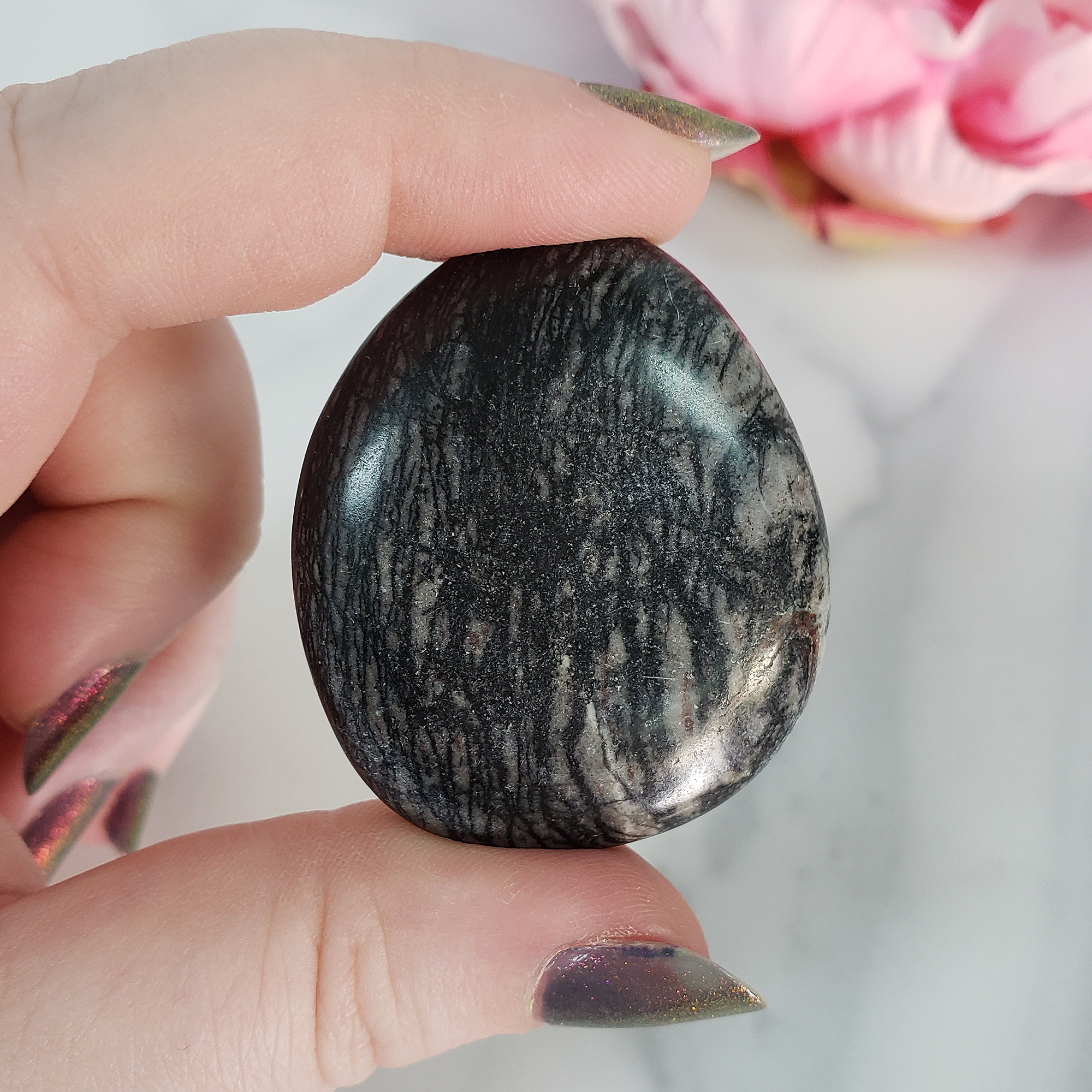 Spiderweb Jasper Crystal Palm Stone Worry Stone Meditation Tool