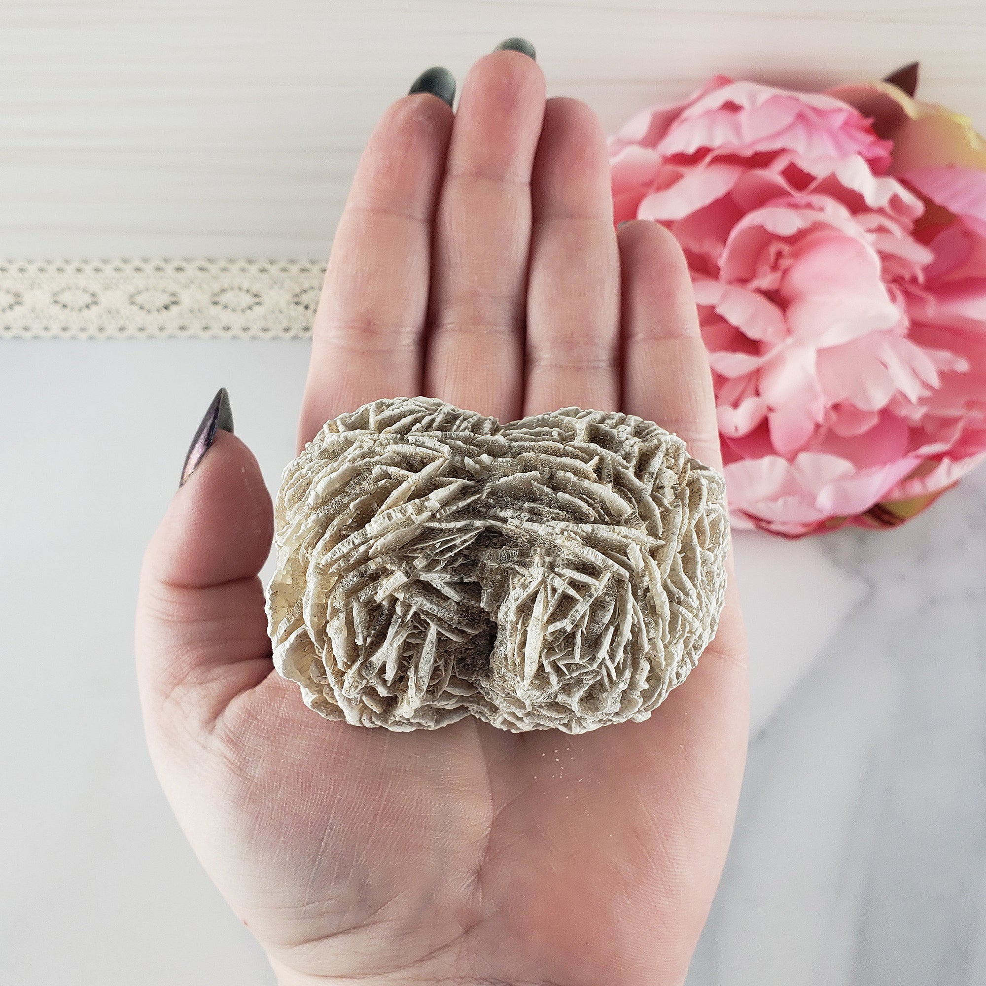 Unique Desert Rose Selenite Crystal Cluster Heat Treated Rough Mineral Formation | Sprig - 1