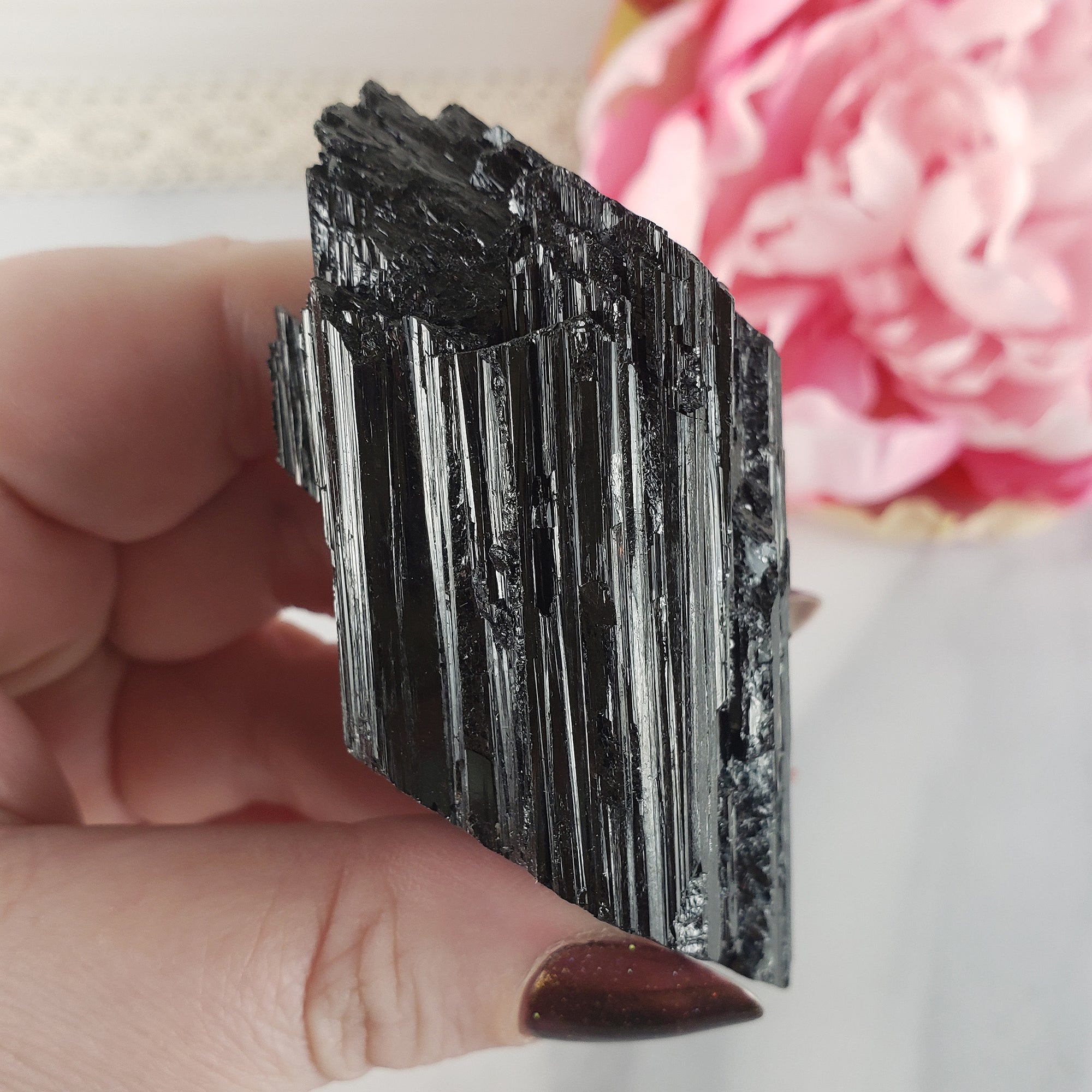 Unique Large Raw Black Tourmaline Crystal with Feldspar Natural Rough Gemstone | Stability - 2