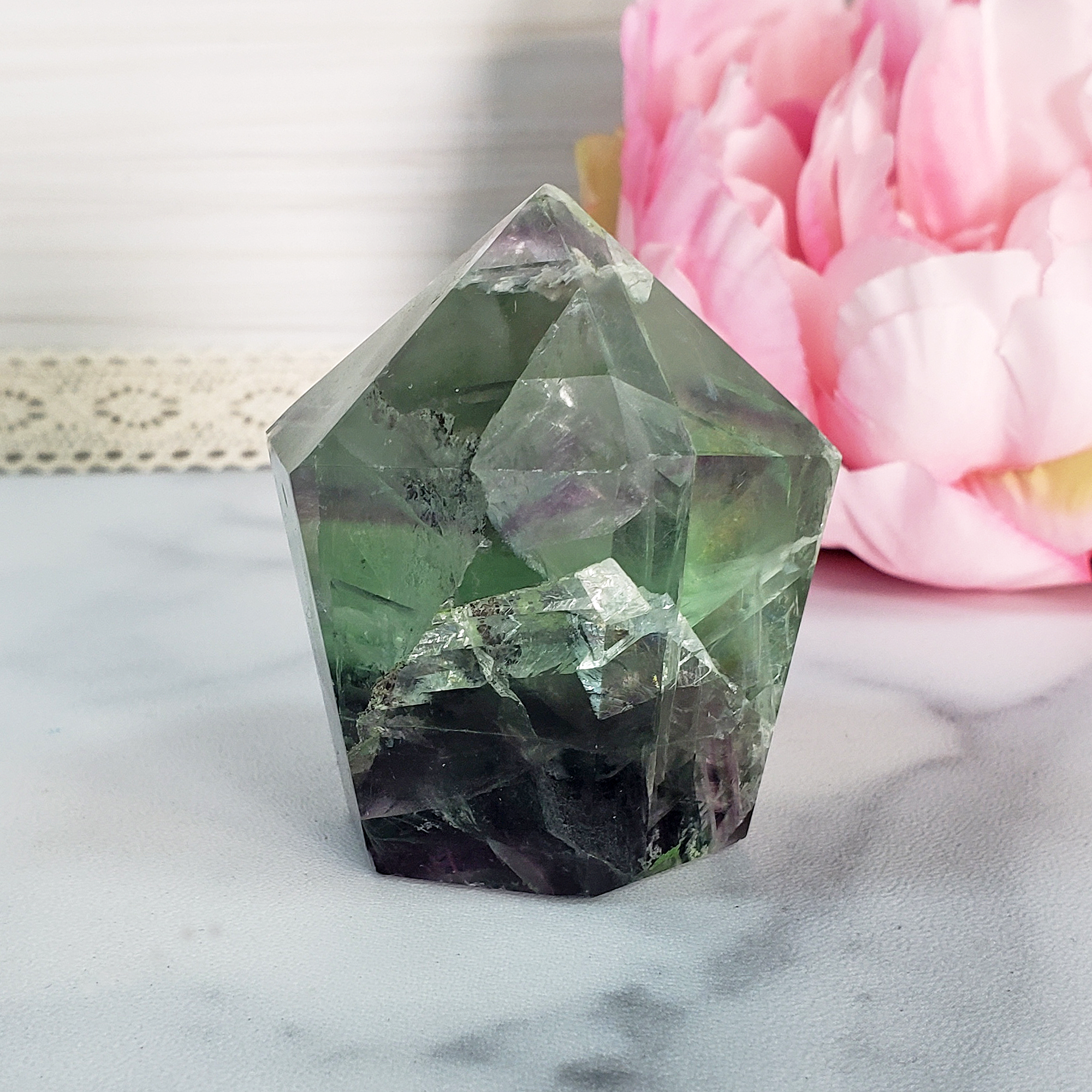 Unique Fluorite Crystal Tower Natural Gemstone | Star - 1