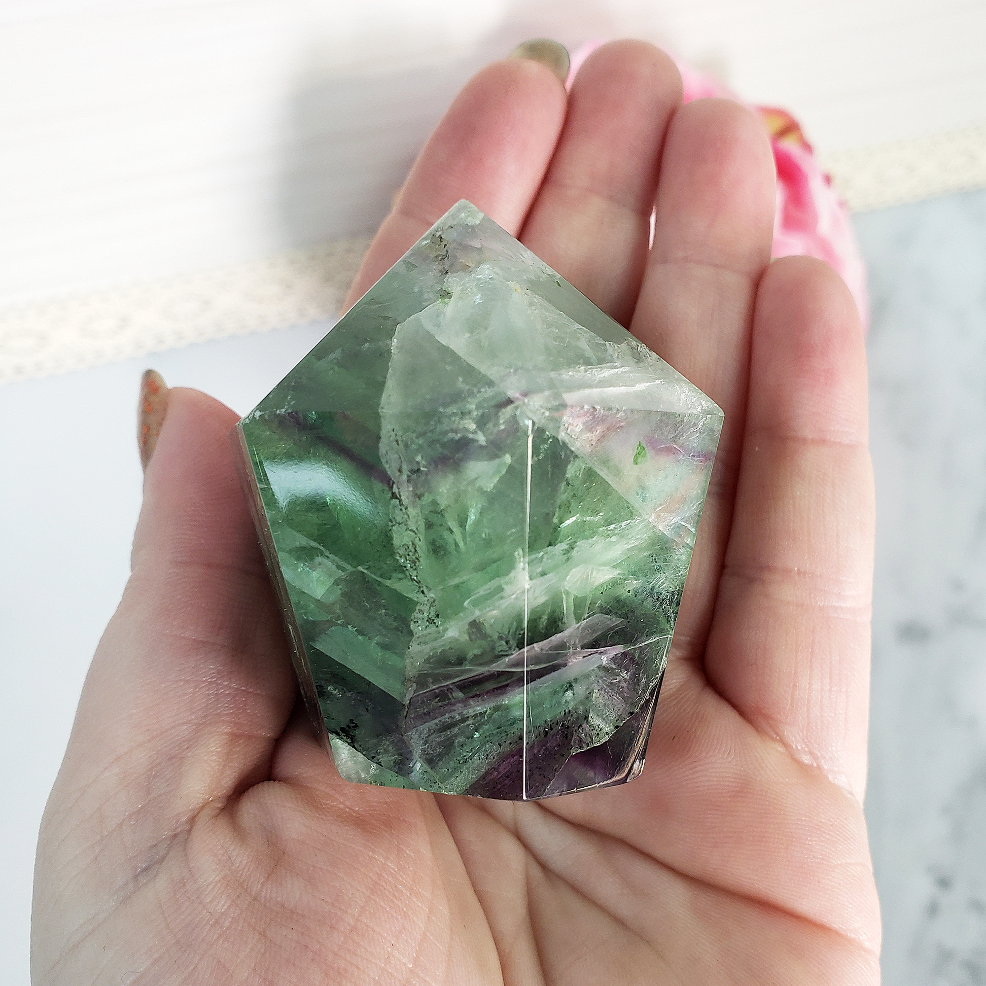 Unique Fluorite Crystal Tower Natural Gemstone | Star - 3