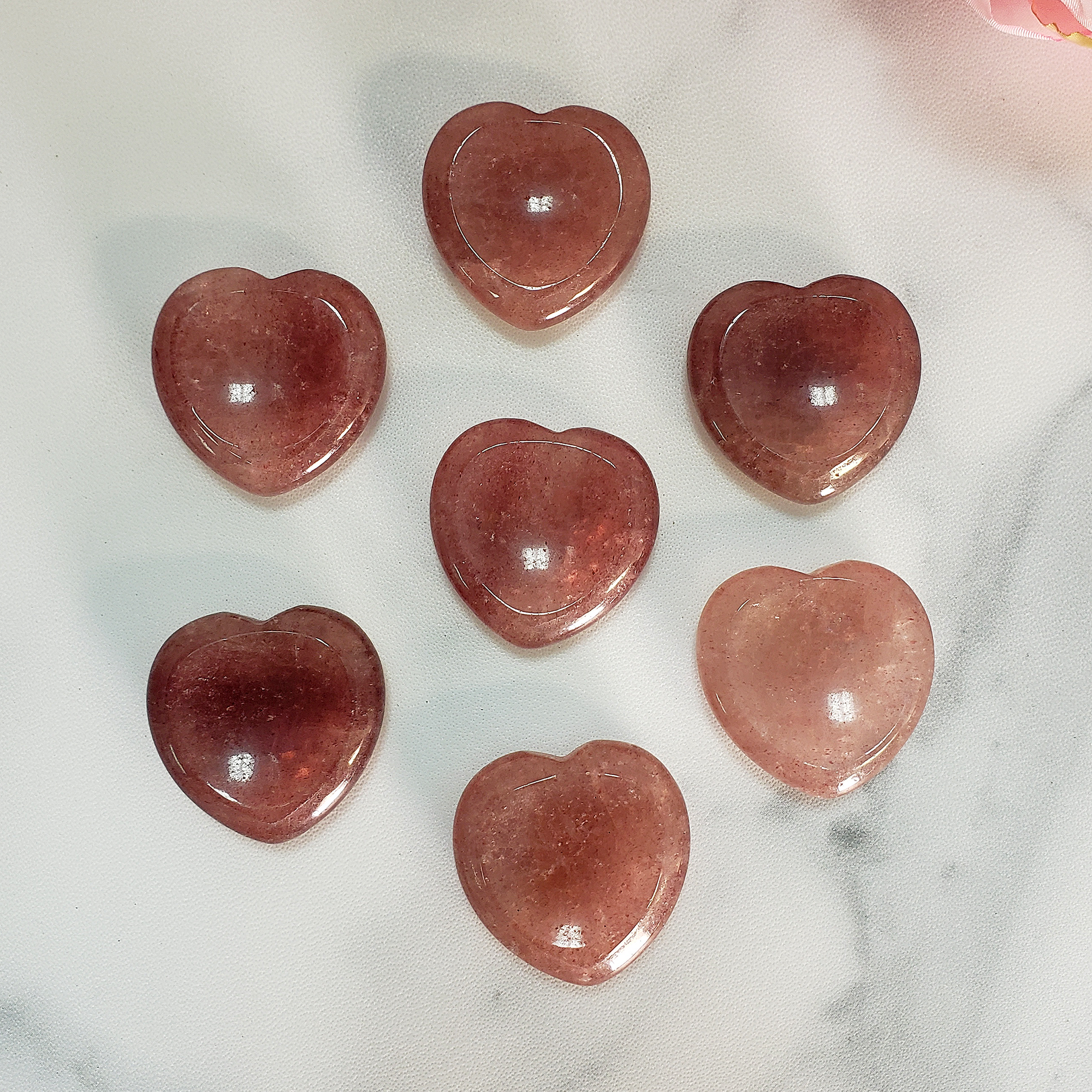 Strawberry Quartz Crystal Heart Shaped Worry Stone