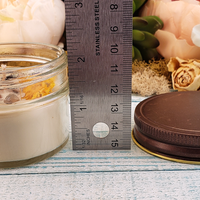 Coconut Soy Wax Handmade Scented Jar Candle & Crystal Chips - Strength - Scented with Essential Oils - Decorated with Dried Herbs - Measurements